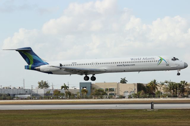 McDonnell Douglas MD-80 (N803WA) - World Atlantic flight 431 from Jose Marti Intl on final for RWY 9. Taken from just east of El   Dorado Furniture. 3/31/13