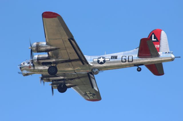 Boeing B-17 Flying Fortress (N3193G) - Yankee Lady landing in to a brisk headwind Runway 30 Appleton mid-way through AirVenture 2022.