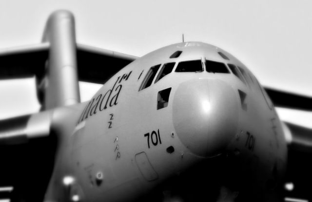 17-7701 — - A close crop of Canadian Armed Forces Boeing CC-177 (C-17) Globemaster lll, airframe #177701 on a very short final for runway 24 at CFB Trenton, Ontario, Canada