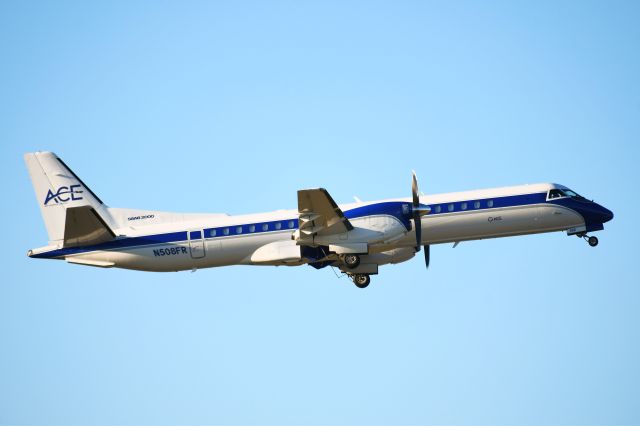 Saab 2000 (N508FR) - Big Saab leaving Daytona at sunset.
