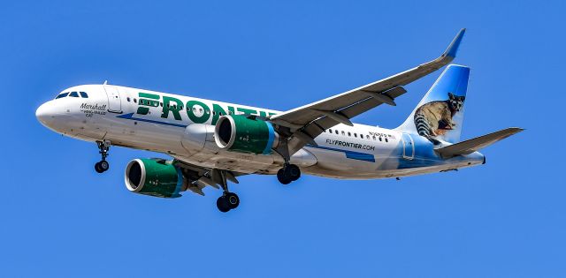 Airbus A320neo (N365FR) - N365FR Frontier Airlines Airbus A320-251N s/n 9340 "Marshall The Ring-Tailed Cat" - Las Vegas - Harry Reid International Airport KLASbr /Photo: Tomás Del Corobr /USA - Nevada May 15, 2025