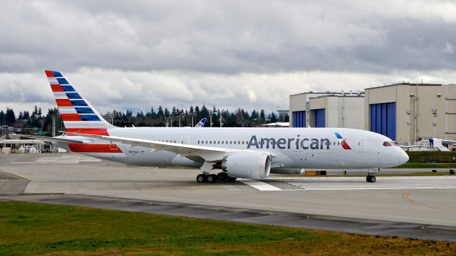 Boeing 787-8 (N870AX) - BOE013 taxis onto Rwy 16R for taxi tests prior to its B1 flight on 3.3.20. (B787-8 / ln 981 / cn 65990).