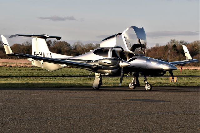 G-HAZA — - Just completed 5 hour MAIDEN flight from AUSTRIAN FACTORY, the FIRST Images taken of this Aircraft. A pretty Diamond Air DA 42 at GAMSTON AIRPORT NORTH NOTTINGHAMSHIRE.