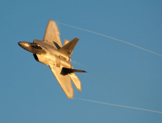 Lockheed F-22 Raptor — - Air Show pass at Nellis AFB.