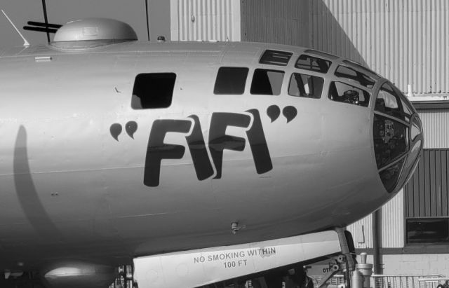 Boeing B-29 Superfortress (N529B) - B-29A-60-BN "Fifi" on display at Andrews Air & Space Expo 2022 - B&W Edit