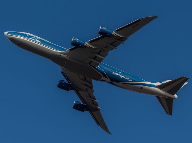 BOEING 747-8 (VQ-BGZ) - AirBridgeCargo 639 Heavy departs CVG for Atlanta. I was surprised with how light she was. 