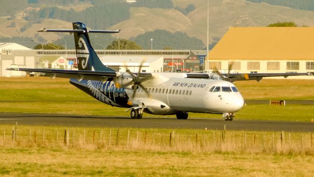 Aerospatiale ATR-72-600 (ZK-MVC) - ZK-MVC, an Air New Zealand ATR 72-600 showing off its livery in the classic golden light at Palmerston North. 