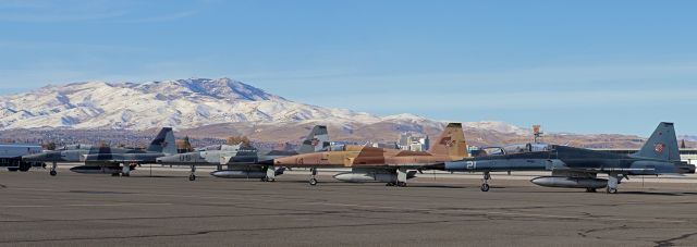 Northrop RF-5 Tigereye (N699TA) - From Left to Right .....br /All are Tactical Air Support agency aircraft ...br /"01" .... N791TA -- Northrop F-5AT {Advanced Tiger} .... ex 78-0791 [Northrop F-5E Tiger]br /"05" .... N618TA -- Northrop F-5AT .... ex 75-0624 [Northrop F-5E Tiger]br /"14" .... N697TA -- Northrop F-5AT .... ex 74-1459 [Northrop F-5E Tiger]br /"21" .... N699TA -- Northrop F-5AT .... ex 79-1918 [Northrop F-5F Tiger].