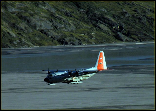 Lockheed C-130 Hercules (06-3302) - United States Air National Guard C-130 with Skies returning from Summit Camp Greenland over the Fjord on Final for Kangerlussuaq Airport.