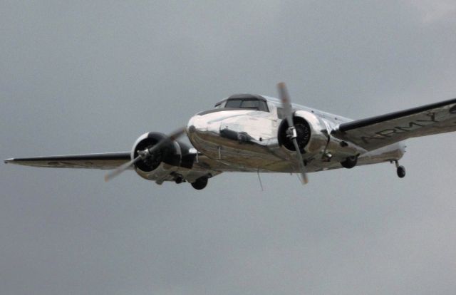 Lockheed L-12 Electra Junior (N93R) - Flyover of field prior to landing.