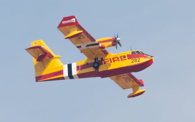 Canadair CL-415 SuperScooper (N417BT) - Smokey and hazy afternoon departure from KSAF off to put some work in on the Calf Canyon Fire in NM. 