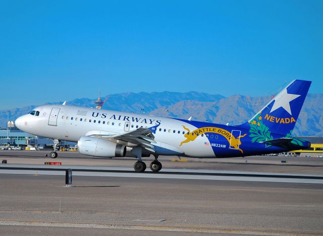 Airbus A319 (N822AW) - US Airways Airbus A319-132 N822AW (cn 1410) Nevada "Battle Born"  Las Vegas - McCarran International (LAS / KLAS) USA - Nevada, January 3, 2010 Photo: Tomas Del Coro