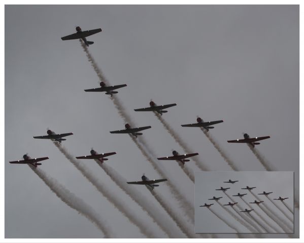 — — - Missing Man Formation at conclusion of 2020 Stuart Airshow on Saturday, 7 November 2020.  Amazing to see 11 T-6s in formation. While Tropical Storm Eta made for a dreary day, a great day of seeing and hearing the sound of freedom from past and present. 