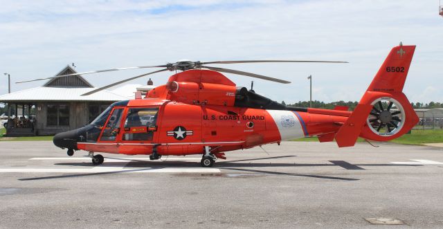 USCG6502 — - An Aerospatiale MH-65D Dolphin (Dauphine), U.S. Coast Guard 6502, on the Gulf Air Center ramp at Jack Edwards National Airport, Gulf Shores, AL - June 28, 2017. 