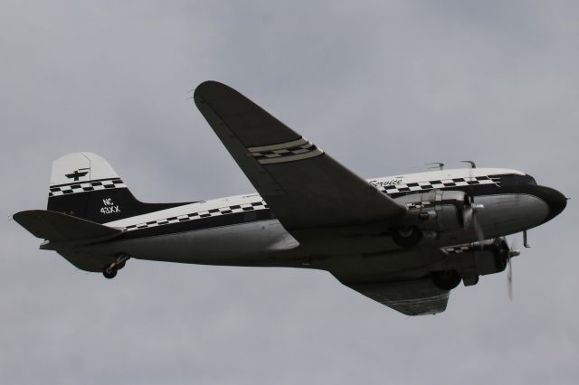 Douglas DC-3 (N43XX) - Departing RWY 7 heading for Oshkosh on 21 Jul 2019.