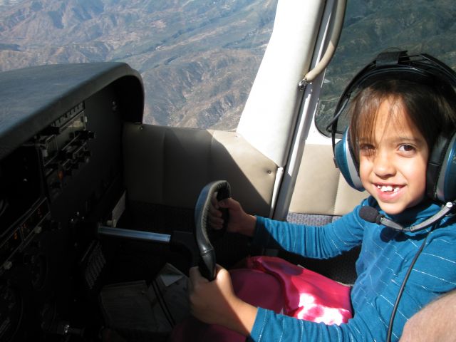 Cessna 175 Skylark (N7688M) - Granpas new copilot first time at the controls.