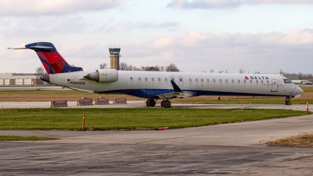 Canadair Regional Jet CRJ-900 (N898SK) - A CRJ9 sits on the side apron at KSBN.