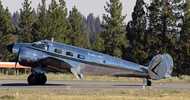 Beechcraft 18 (N3532B) - A 1954 Beech D18S arrives at the Truckee Tahoe Airport Family Fest and Airshow to be placed on static display.