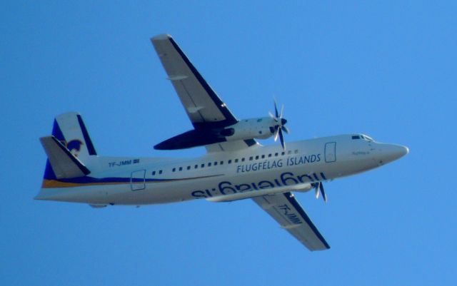 TF-JMM — - Air Iceland Fokker photographed flying over the Orkney Islands.