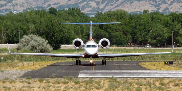 Gulfstream Aerospace Gulfstream V (N528AP) - N528AP just before turning onto runway 13 at KPVU for departure. August 9, 2008