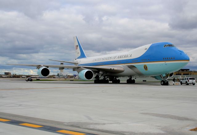 Boeing 747-200 (82-8000) - Air Force One, USAF VC-25A (B747-2G4B), tail number 82-8000, c/n 23824, parked on the Pad-3 on 31 Oct 2010.