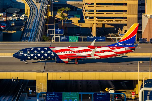 Boeing 737-800 (N500WR) - Southwest Airlines 737-800 in Freedom One special livery taxiing at PHX on 12/10/22. Taken with a Canon R7 and Tamron 70-200 G2 lens.