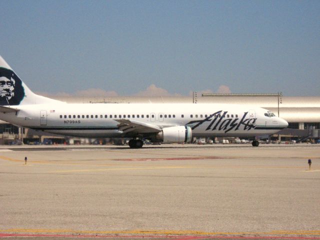 Boeing 737-700 (N799AS) - Holding on RWY 19R