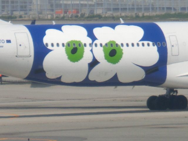 Airbus A330-300 (OHLTО) - マリメッコの部分をズーム。