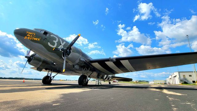 N47TB — - That's All Brother, WWII C47 that lead the invasion into Normandy on D-Day, parked on the ramp at Dane Co. Truax Field on their way to Oshkosh in 2024