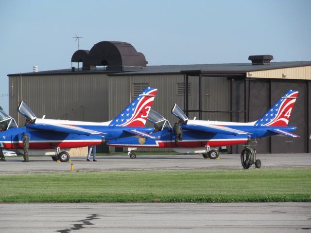 — — - Refueling stopover of the French Acrobatic Team "Patrouille de France" Dassualt Alpha jets at Scott AFB, Illinois on April 19, 2017.