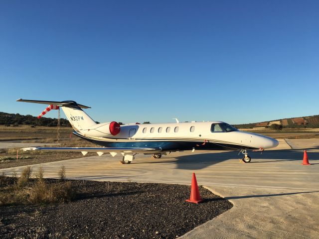 Cessna Citation CJ4 (N32PM) - On the ramp at La Perdiz Airport in Spain (Torre de Juan Abad, near Ciudad Real)