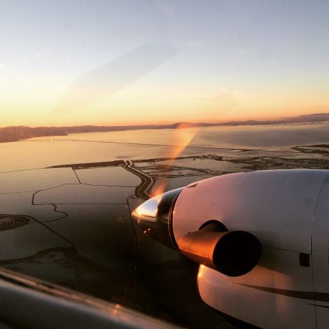 Beechcraft Super King Air 200 (N805C) - Sunsets look better at 17,500 feet. This is the final 15 minutes or so on a flight from Truckee-Tahoe to San Carlos, CA.