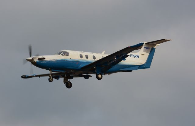 Pilatus PC-12 (C-FYRH) - On final to 24R in CYHU. 29-09-2020