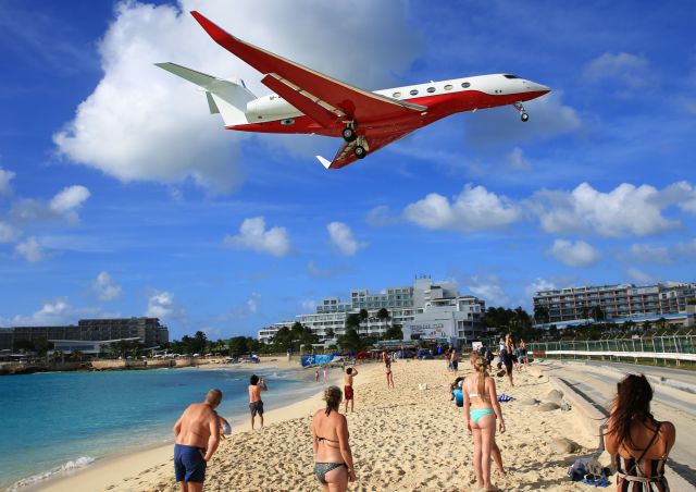 Gulfstream Aerospace Gulfstream G650 (M-ABJL) - Gulfstream G650 M-ABJL over the beach for landing!