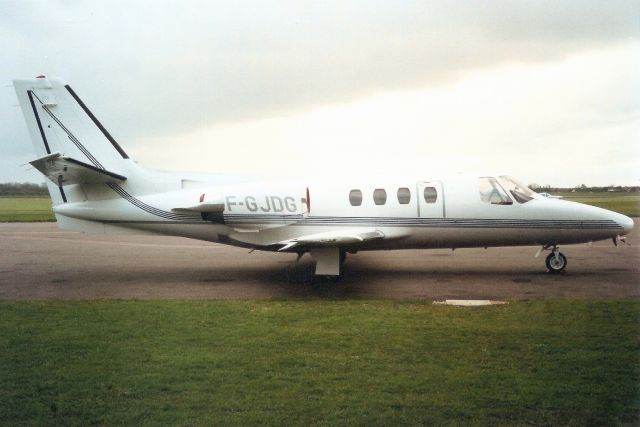Cessna 500 Citation 1 (F-GJDG) - Seen here in Apr-00.br /br /Exported to Spain 15-Jun-07 as EC-KGE,br /reregistered F-HBMS in 5-Feb-08,br /then exported back to Spain 5-Dec-13 as EC-LZP.