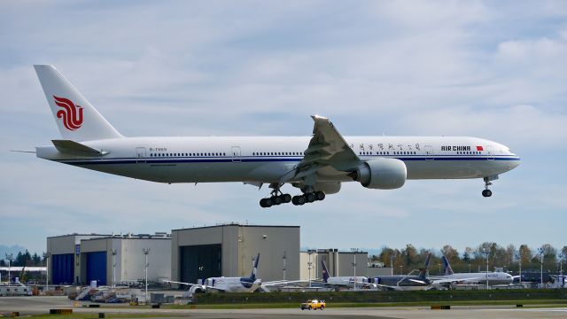 BOEING 777-300 (B-7869) - BOE172 on final to Rwy 16R to complete a ferry flight from KPDX on 11/4/16. (ln 1446 / cn 63353). The aircraft was returning from being painted.