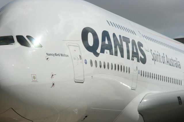 Airbus A380-800 (VH-OQA) - Qantas taking delivery of it,s first A380. Nacy-bird Walton. 2008