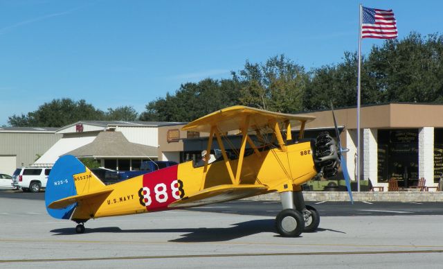 Boeing PT-17 Kaydet (N5523N) - Patriotic shot- beautiful Stearman during taxi past the stars and stripes on a perfect fall day 12/3/17