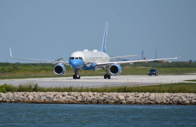 Boeing 757-200 (N90015) - Air Force One and President Trump  Arrive at Burke Lakefront Airport  Cleveland OH. 1:22pm. 08.06.2020