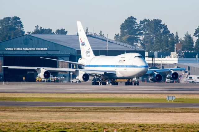 BOEING 747SP (N747NA) - SOFIA departing the "Deep Freeze" apron for a long flight northward to Palmdale CA via Honolulu Hawaii.