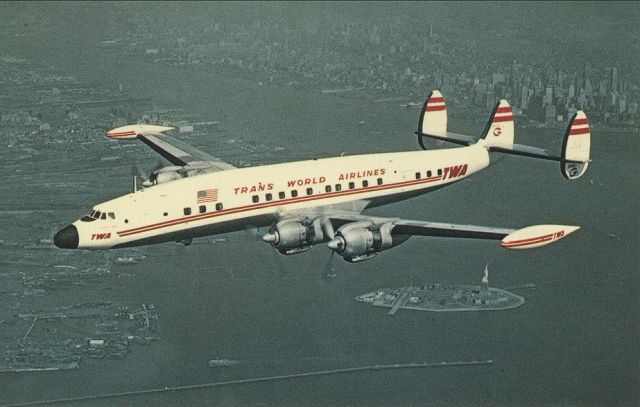 Lockheed EC-121 Constellation (N7102C) - Lockheed 1049G-82br / scanned from postcardbr /TWA