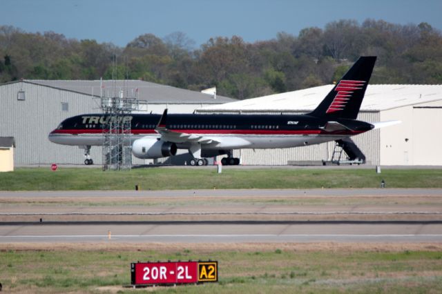 Boeing 757-200 (N757AF) - Donald Trumps 757 parked at Nashville International in April 2015. 