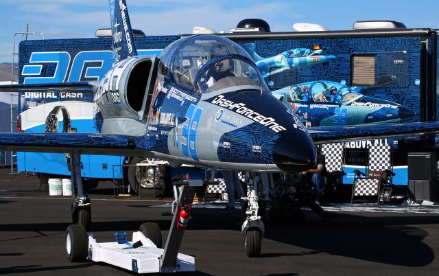 Aero L-39 Albatros (N139LS) - "Dash Force One" (N139LS, Jet Class "Race 38," an Aero Vodochody L-39GXT with Scott Farnsworth {Jupiter, FL} performing cockpit jockey duty) is caught here in the pits of the 2019 National Championship Air Races (aka: the Reno Air Races).br /This is one haul-ass bird. And it hangs out with a "fast" crowd: "Just Lucky," "Athena," and "Blue Ice." (And an annual crowd pleaser ... "Dark Shadow," a DeHavilland Vampire.) Looking forward to seeing them all again just 8 weeks from now at the 2021 NCAR event.