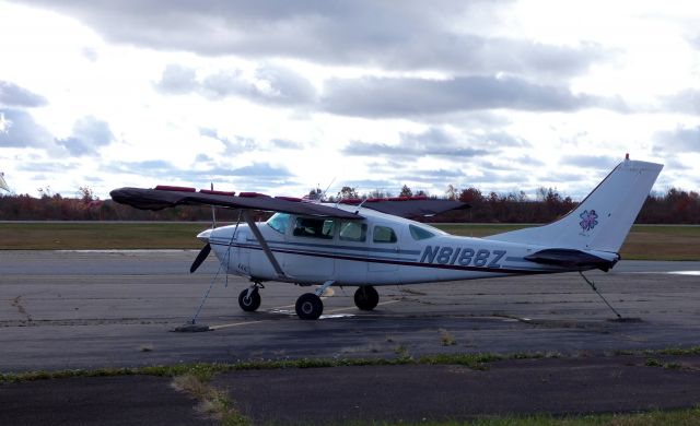 Cessna 205 (N8188Z) - Secured in place is 1963 Cessna Centurion C210-5 configured with 6 seats and rear windows in the Autumn of 2018.