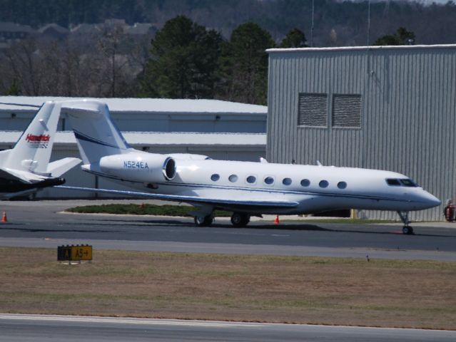 Gulfstream Aerospace Gulfstream G650 (N524EA) - BANK OF UTAH TRUSTEE sitting outside Hendrick Motorsports hangar at KJQF - 3/14/14