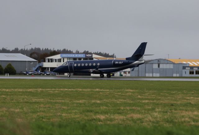 IAI Gulfstream G200 (OK-GLF) - Charter flight diverted by bad weather from Queenstown finally leaves Invercargill New Zealand for Queenstown 9 May 2014