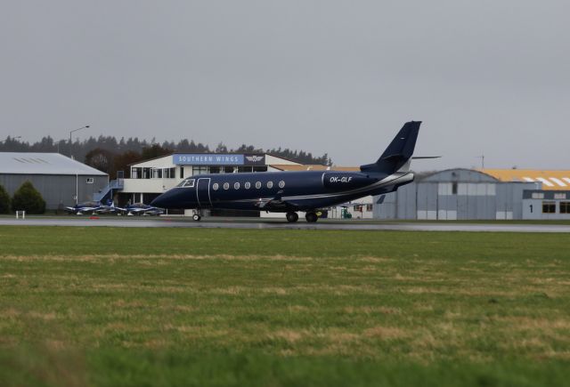 IAI Gulfstream G200 (OK-GLF) - Charter flight diverted by bad weather from Queenstown finally leaves Invercargill New Zealand for Queenstown 9 May 2014