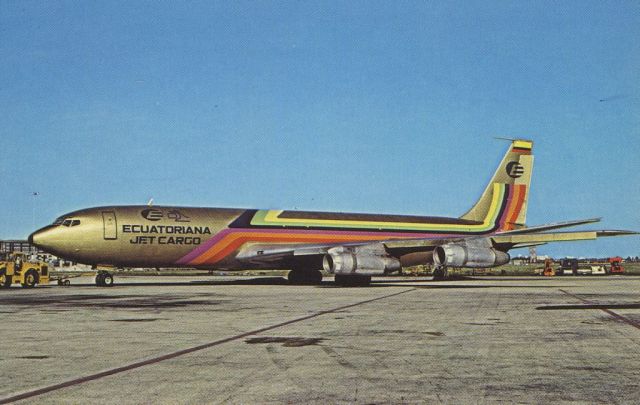 Boeing 707-100 (HC-BGP) - scanned from postcardbr /ecuatoriana jet cargo