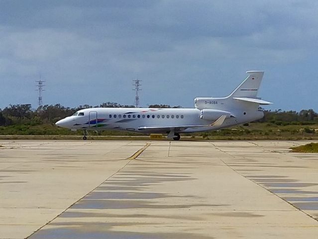 Dassault Falcon 8X (D-AGBA) - This Dassault Falcon 8X landed at Port Elizabeth International (FAPE) this morning, after a 12hr 17min overnight flight from Braunschweig-Wolfsburg (EDVE), Germany. FA still has this as "Lion Air Services", but that has changed, and is now known as "Volkswagen Air Services", and is obviously utilised by the VW Corporate bigwigs. We have a local VW manufacturing plant nearby.