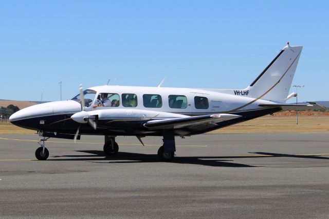 Piper Navajo (VH-LHF) - LHF taxing to takeoff for a flight to king island